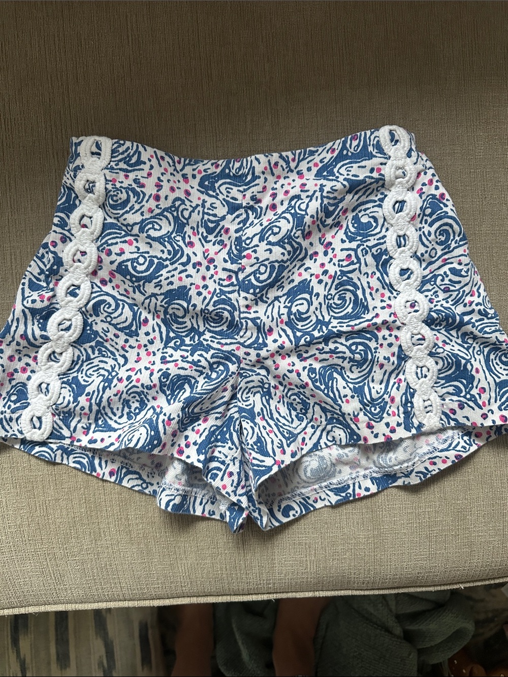 Lilly Pulitzer Blue, White & Pink Printed Girls' High-Waist Shorts